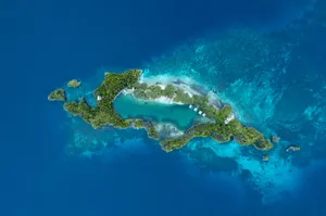 an aerial view of an island in the middle of the ocean jigsaw puzzle