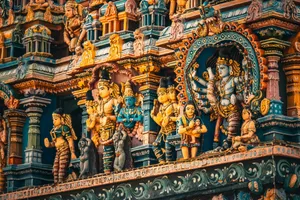 gold and blue hindu deity statue jigsaw puzzle