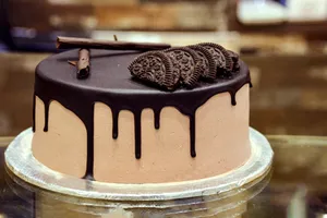 chocolate cake with chocolate syrup on top jigsaw puzzle