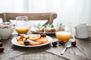 slice fruits on plate on near glass cups jigsaw puzzle