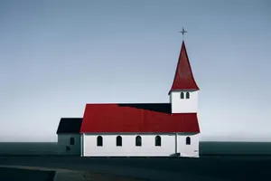 red roofed white concrete church illustration jigsaw puzzle