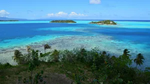 Explore breathtaking tropical islands surrounded by vibrant turquoise waters and lush greenery. jigsaw puzzle