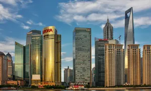 A stunning view of Shanghai's skyline featuring modern skyscrapers and iconic architecture. jigsaw puzzle