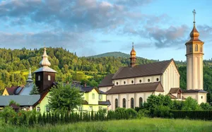 Beautiful church and traditional buildings in the Tatra Mountains, Poland during summer. jigsaw puzzle