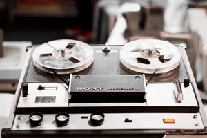 Close-up of a vintage Sony reel-to-reel tape recorder, highlighting classic audio technology. jigsaw puzzle