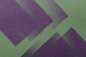 Modern abstract image featuring overlapping purple shapes on a green background, perfect for creative design use. jigsaw puzzle