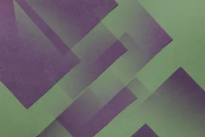 Modern abstract art with layered geometric shapes in green and purple tones. jigsaw puzzle