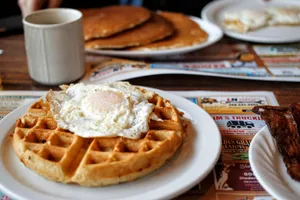 a plate of pancakes and a cup of coffee jigsaw puzzle