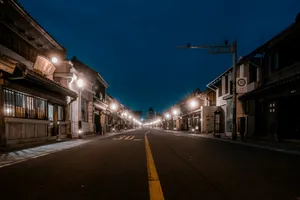 an empty street at night with lights on jigsaw puzzle
