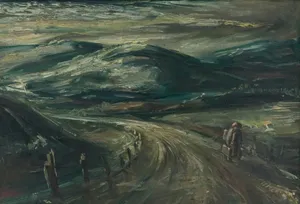 a painting of people walking down a dirt road jigsaw puzzle