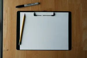 Clipboard, pencil, and pen on a wooden surface. jigsaw puzzle