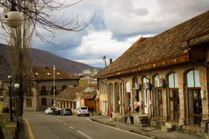 A picturesque street in Şeki, Azerbaijan with historic architecture. jigsaw puzzle
