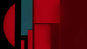 A striking abstract geometric art piece featuring red blocks and a black background. jigsaw puzzle