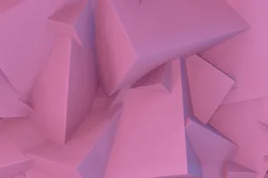 Dynamic composition of pink geometric shapes creating a vivid abstract pattern. jigsaw puzzle