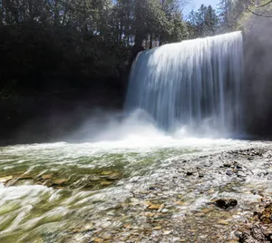 a waterfall with trees in the background jigsaw puzzle