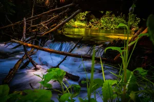 a small stream with a waterfall jigsaw puzzle