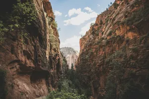 pathway between brown cliffs jigsaw puzzle