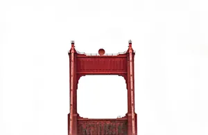 Red bridge tower against a white background jigsaw puzzle