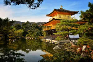 a pagoda in the middle of a lake surrounded by trees jigsaw puzzle