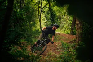 man riding bicycle in forest during daytime jigsaw puzzle
