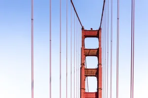 Vertical view of the iconic Golden Gate Bridge tower in San Francisco, California. jigsaw puzzle