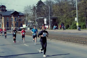 Athletes participating in a city marathon in Leipzig, Germany. jigsaw puzzle