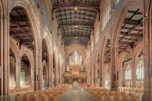 Explore the stunning Gothic architecture inside Manchester Cathedral. jigsaw puzzle