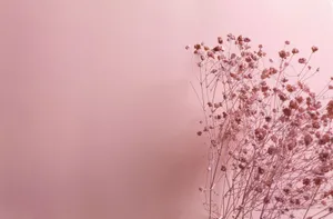 Delicate dried flowers on a soft pink backdrop, perfect for minimalistic decor concepts. jigsaw puzzle