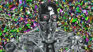 A digital image of a man with a robot face jigsaw puzzle
