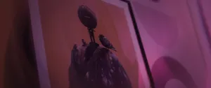 a couple of birds sitting on top of a purple object jigsaw puzzle