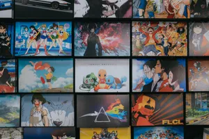 anime character collage photo on black wooden shelf jigsaw puzzle
