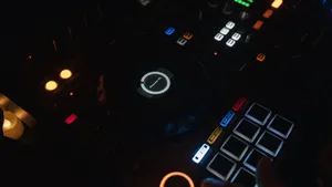 DJ controller with glowing buttons and knobs, perfect for nightlife and music theme. jigsaw puzzle