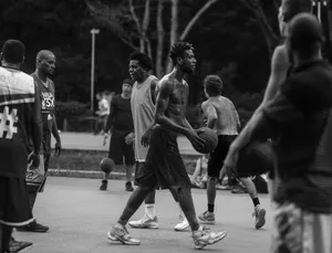 grayscale photo of people playing basketball jigsaw puzzle