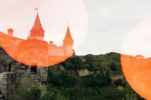 Medieval castle with towers on a hill jigsaw puzzle